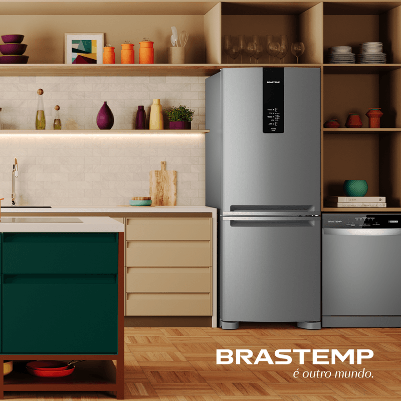 Geladeira Brastemp BRE57 em ambiente de cozinha moderna